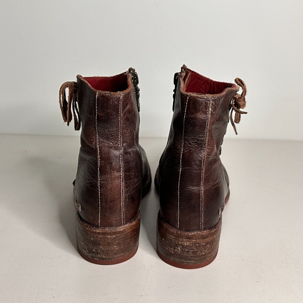 Bed Stu Cobbler Distressed Leather side zip Ankle Boots Women Size 8 - Picture 2 of 9